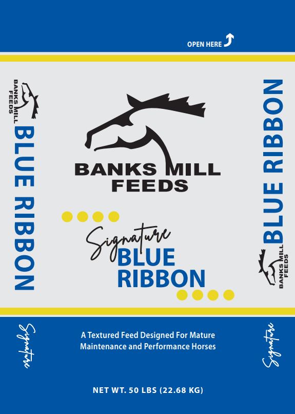 blue ribbon feed bag